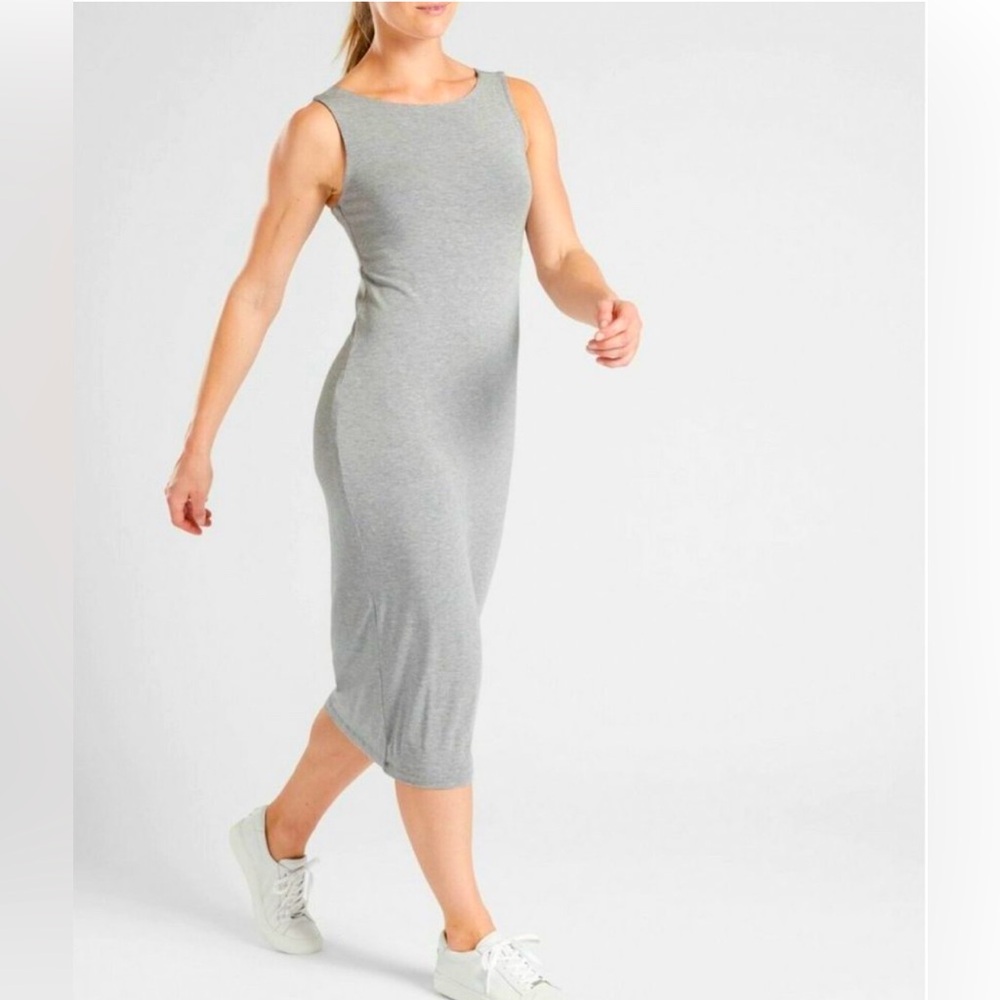 Athleta β’ Womenβs Heather Gray Sleeveless Santorini Midi Dress Sz XS Casual